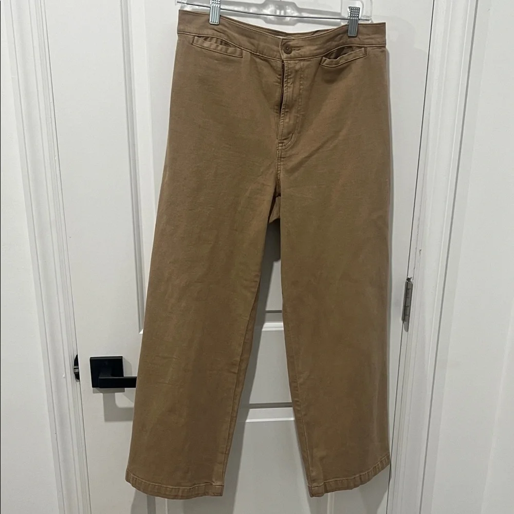 Madewell Women's Tan Emmet Wide Leg Crop Pants Size 29 - Picture 1 of 9